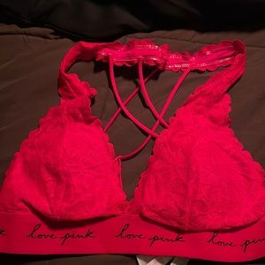 pink brand red bralette
